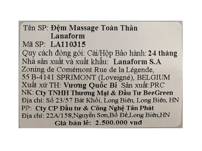 Đệm massage toàn thân Lanaform LA110315 Màu Xám nhạt