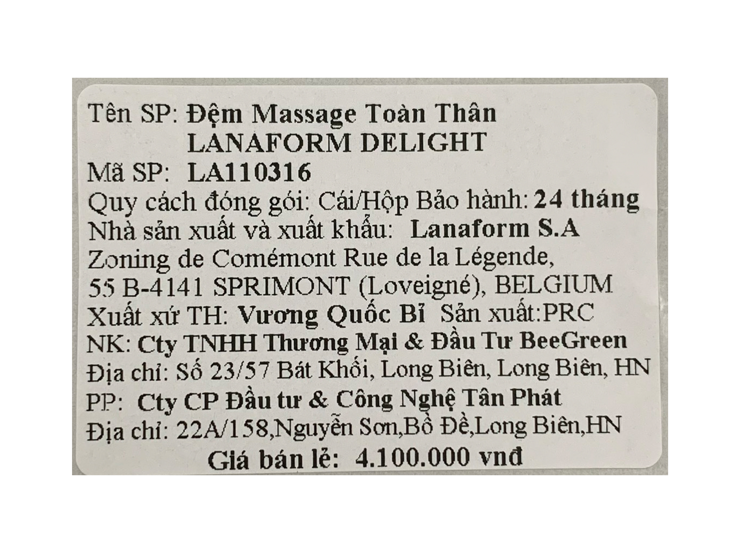 Đệm massage Lanaform LA110316