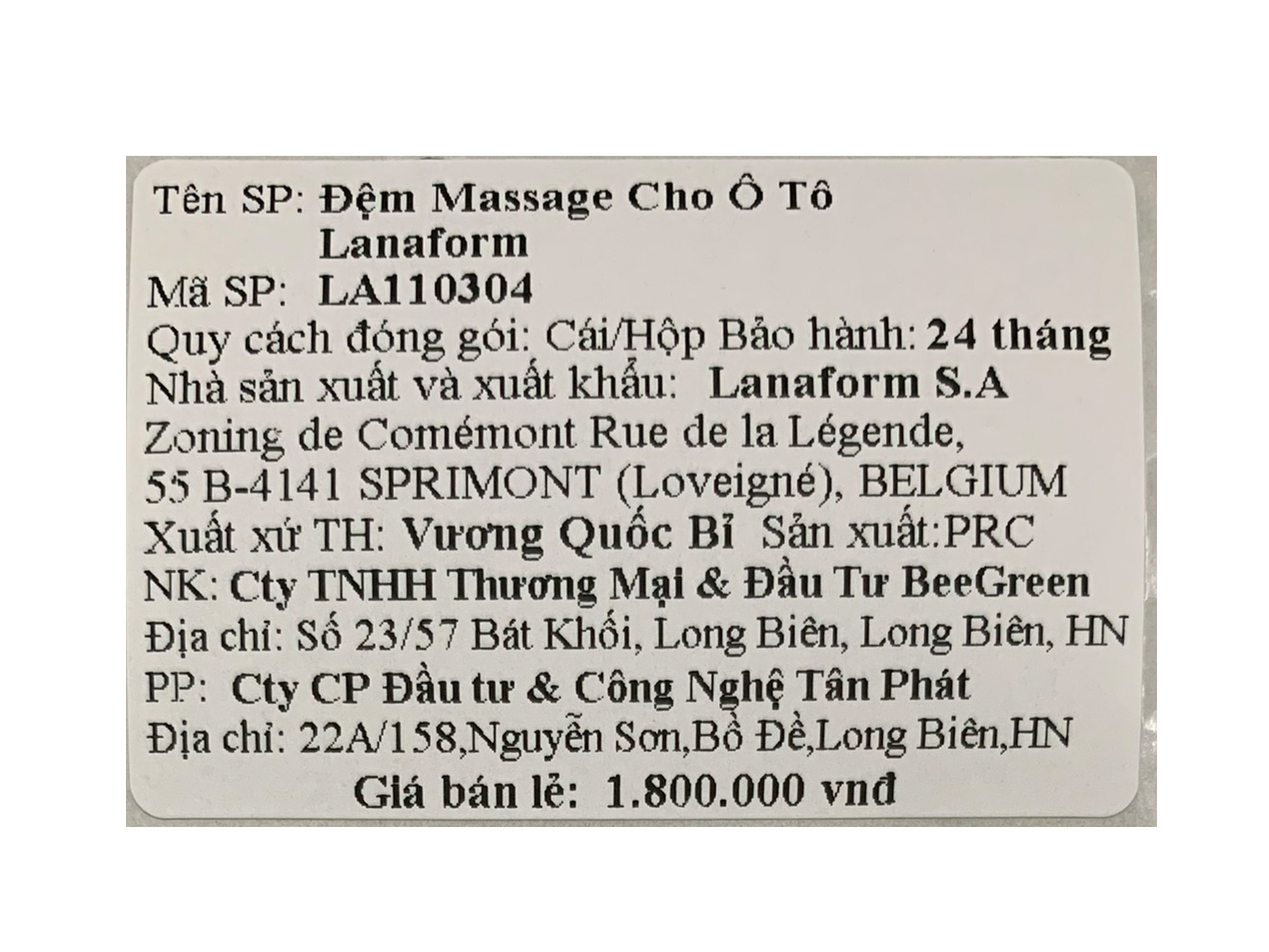Siêu thị đệm ghế massage Lanaform LA110304