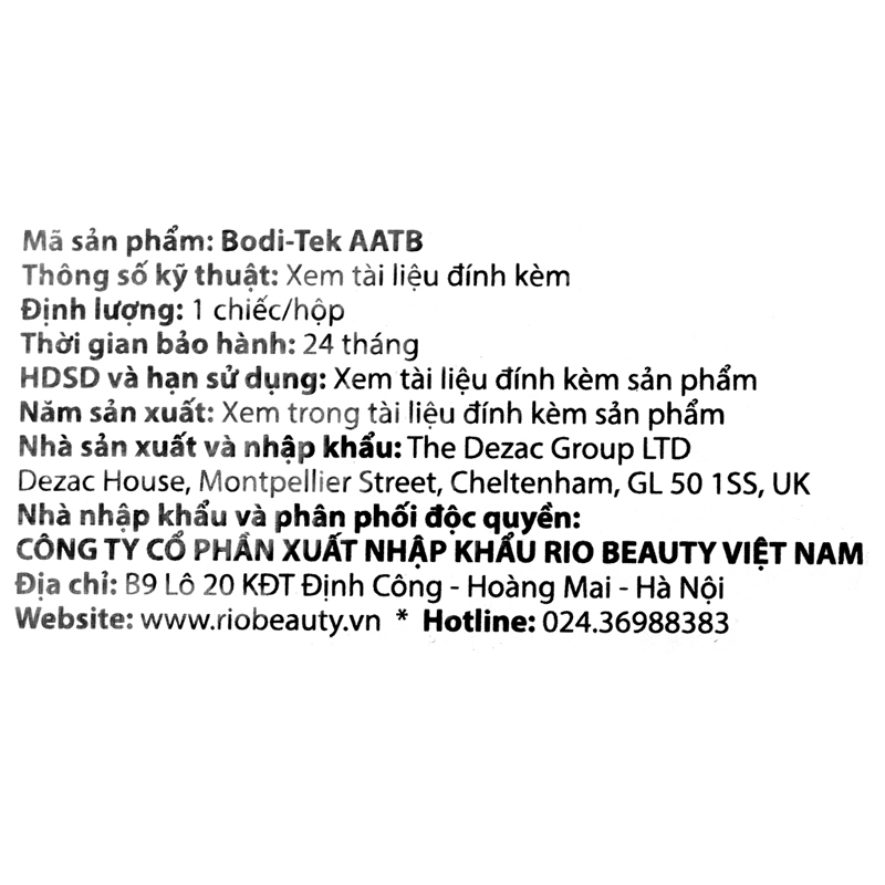 Đai massage bụng điện xung Rio Beauty Tek BT-AATB Màu Đen