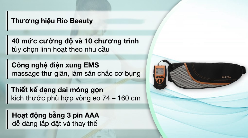 Đai massage bụng điện xung Rio Beauty BT-ABBI-PU