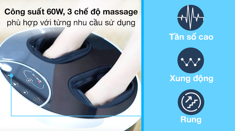 3 chế độ massage - Máy massage chân HASUTA HMF-260 Trắng