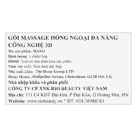 Gối massage Rio Beauty BT-MANO-EU Màu Màu be