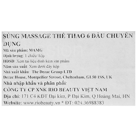 Súng massage mô sâu Rio Beauty BT-MAMG Màu Đen