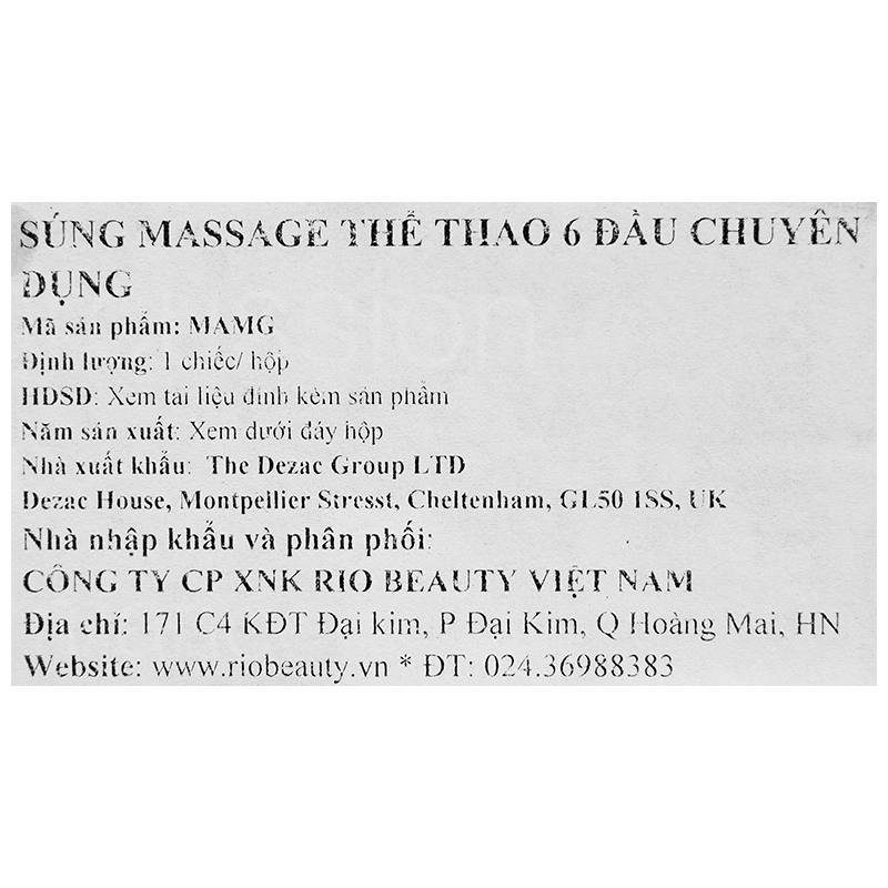 Súng massage mô sâu Rio Beauty BT-MAMG Màu Đen