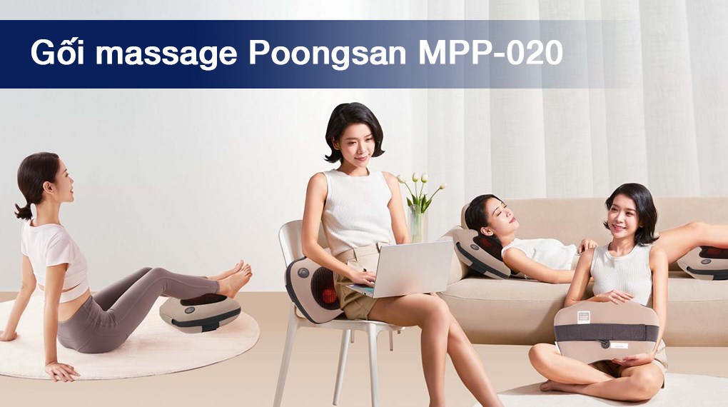 Gối Massage Poongsan MPP-020 có dạng gối hình chữ nhật nhỏ gọn và tiện lợi, cho phép bạn kê bên dưới lưng hoặc nằm lên trên và thư giãn