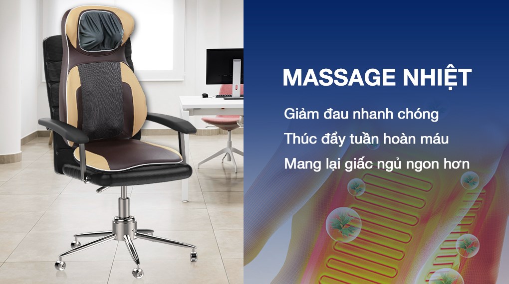 Đệm Massage Poongsan MUP 104 sở hữu hệ thống nhiệt hồng ngoại, thúc đẩy quá trình trao đổi chất