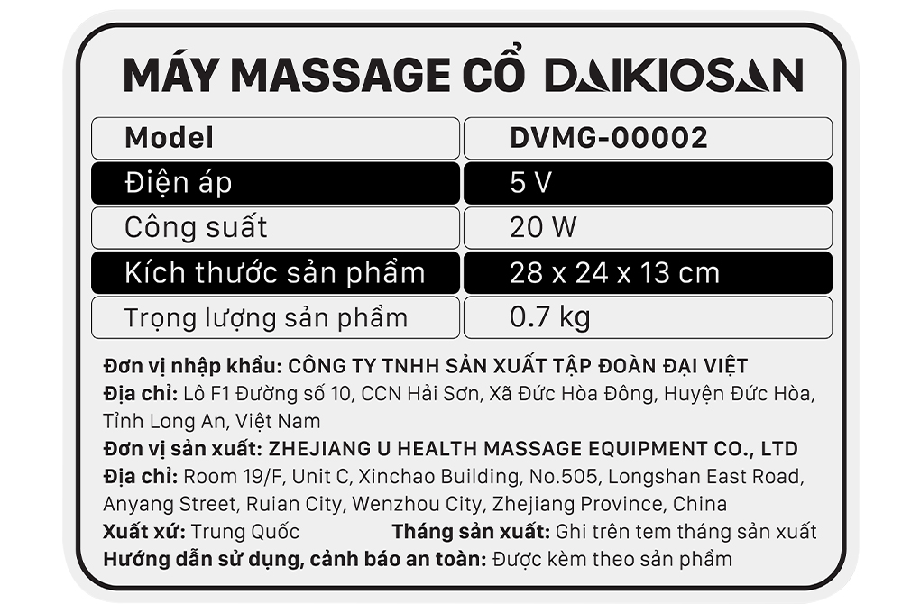 Máy massage cổ Daikiosan DVMG-00002 - 7