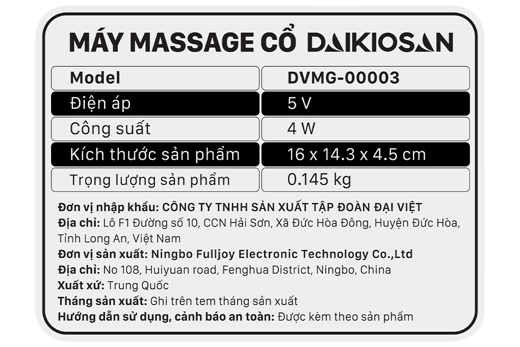 Máy massage cổ Daikiosan DVMG-00003 - 9