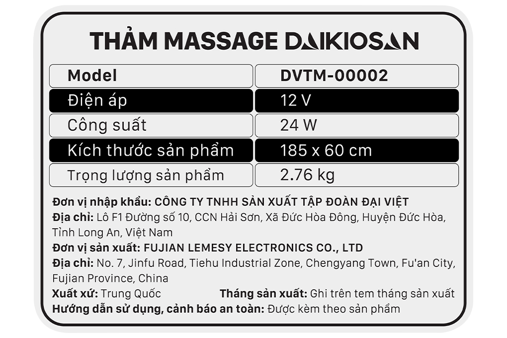 Thảm massage Daikiosan DVTM-00002 - 8