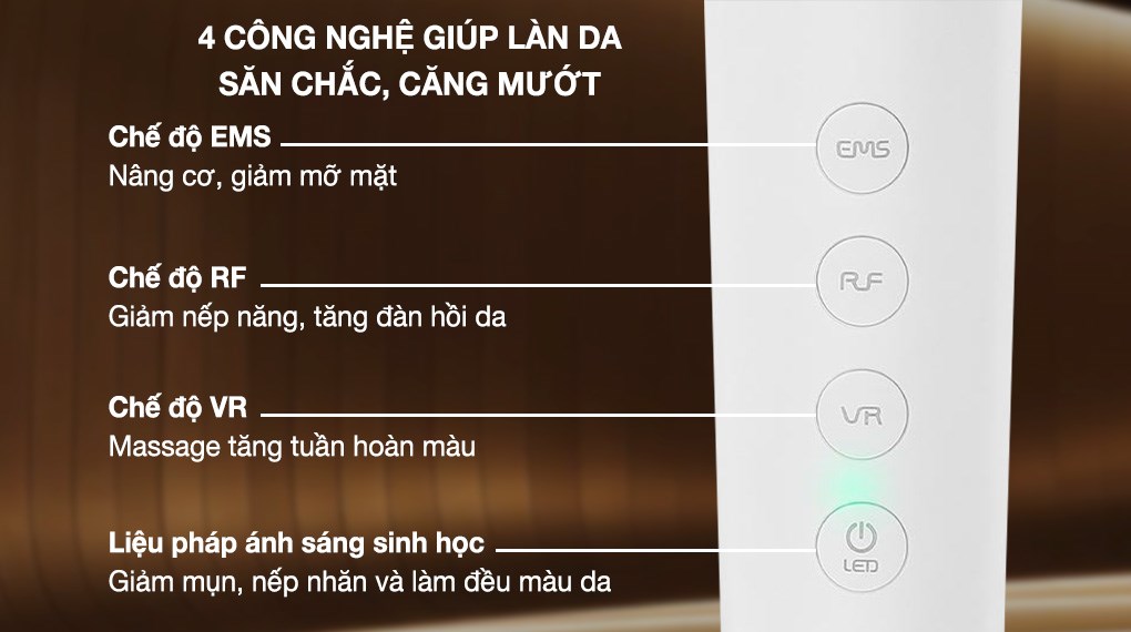 Máy massage mặt nâng cơ và trẻ hóa da kết hợp ánh sáng sinh học Halio