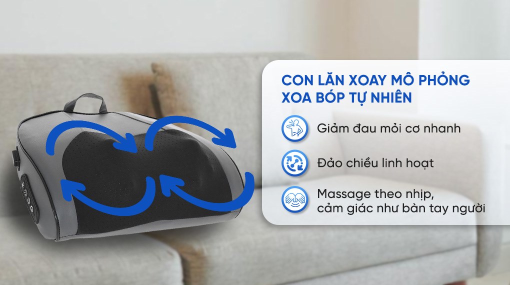 Gối massage hồng ngoại Bomidi MP1 Pro - Xám xanh