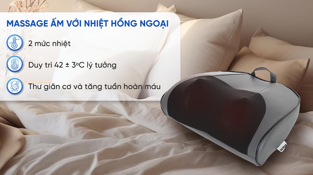 Gối massage hồng ngoại Bomidi MP1 Pro - Xám xanh