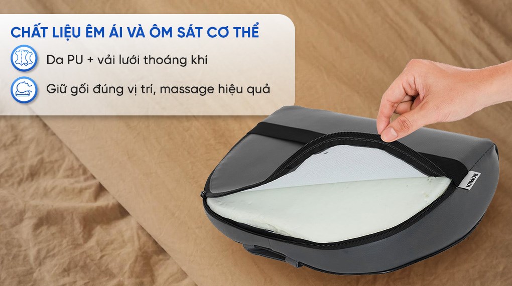 Gối massage hồng ngoại Bomidi MP1 Pro - Xám xanh