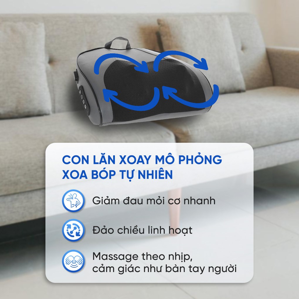 Gối massage hồng ngoại Bomidi MP1 Pro - Xám xanh