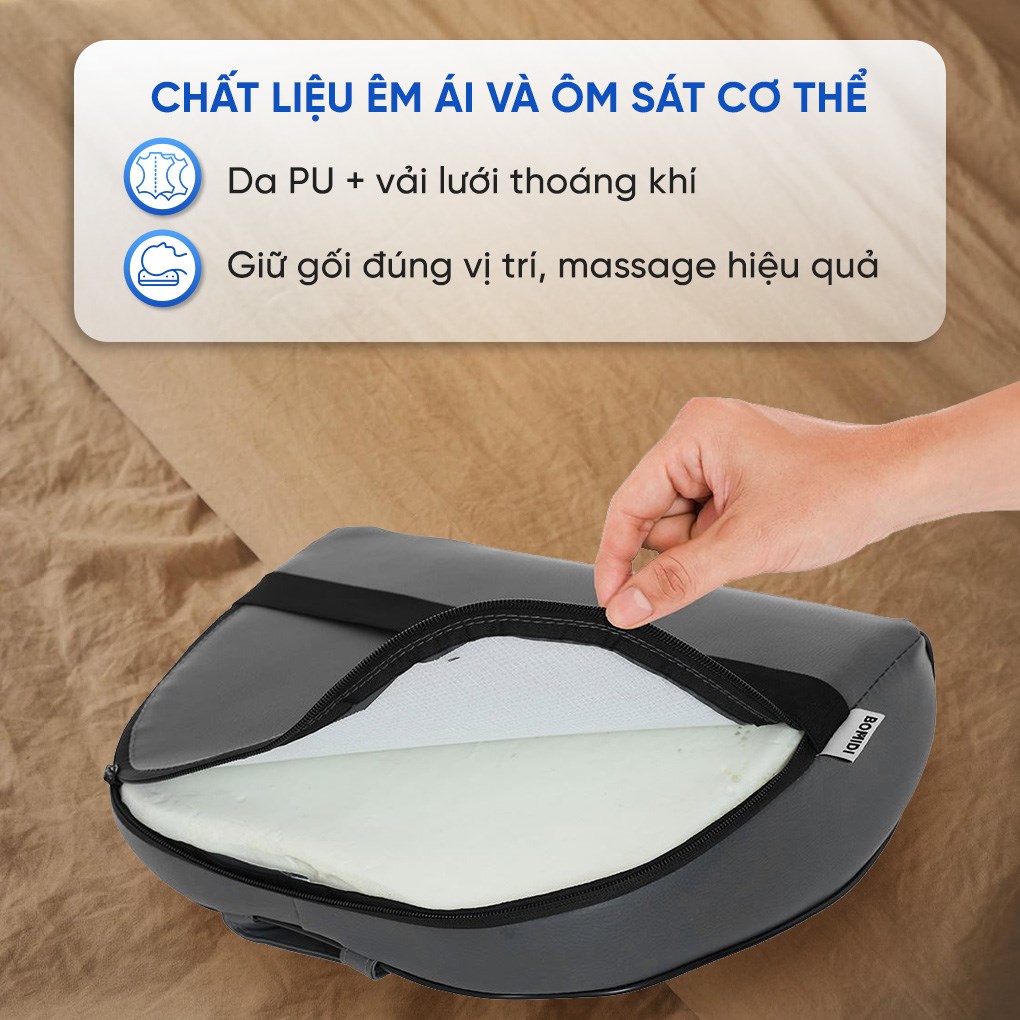 Gối massage hồng ngoại Bomidi MP1 Pro - Xám xanh
