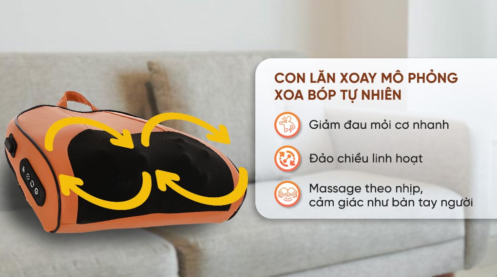 Gối massage hồng ngoại Bomidi MP1 Pro - Đen Cam