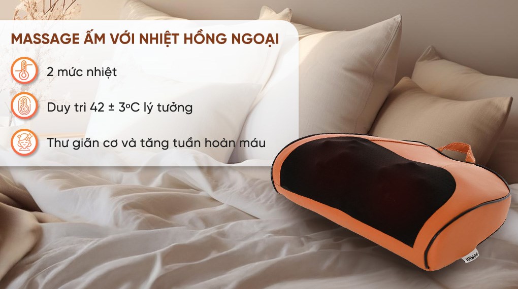 Gối massage hồng ngoại Bomidi MP1 Pro - Đen Cam