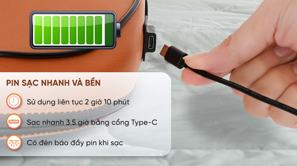 Gối massage hồng ngoại Bomidi MP1 Pro - Đen Cam