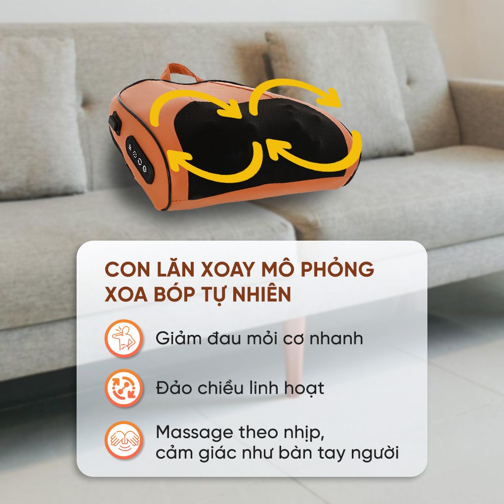 Gối massage hồng ngoại Bomidi MP1 Pro - Đen Cam