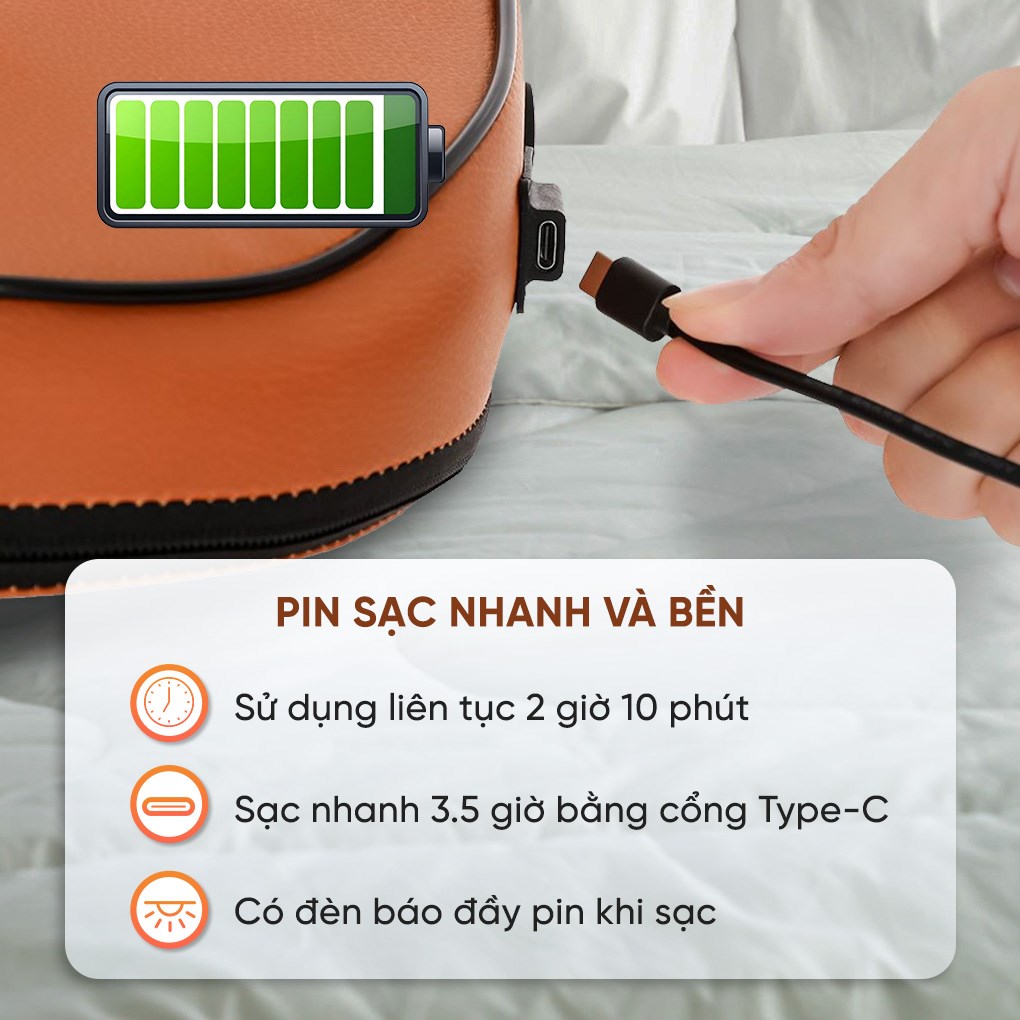 Gối massage hồng ngoại Bomidi MP1 Pro - Đen Cam