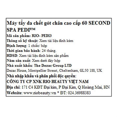 Máy mài gót chân tẩy da chết Rio PEDI3 Màu Trắng