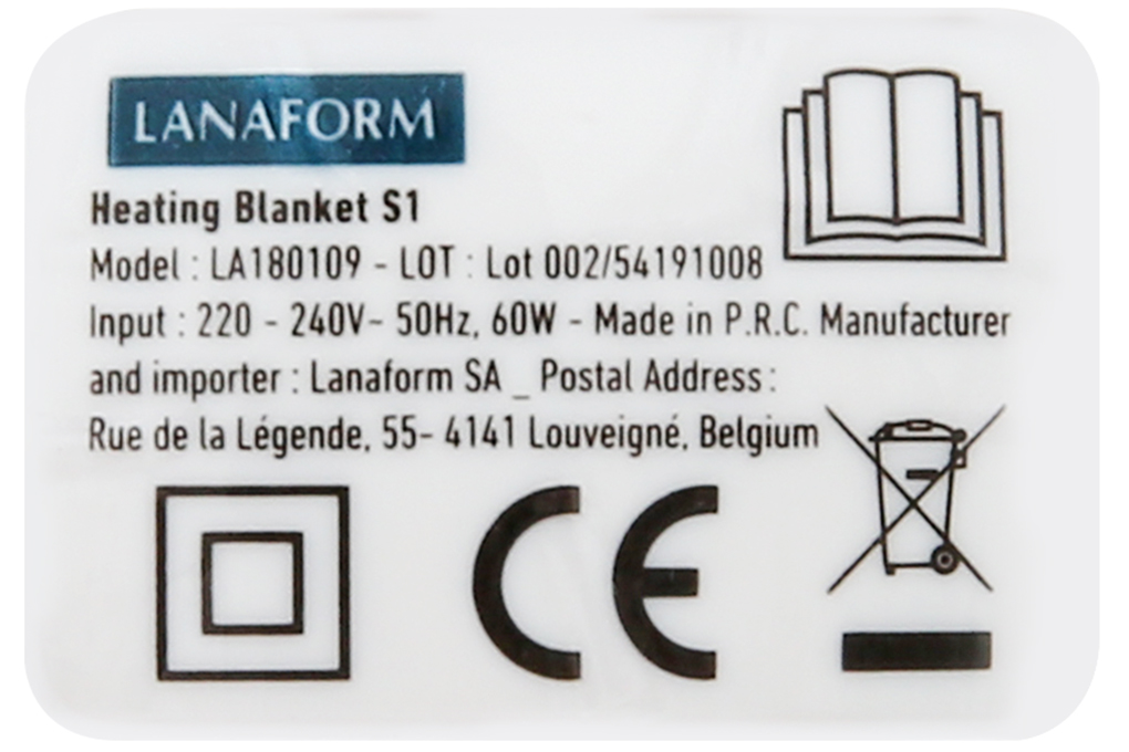 Đệm điện đơn Lanaform LA180109 S1 (1.5 x 0.8m) Màu Trắng