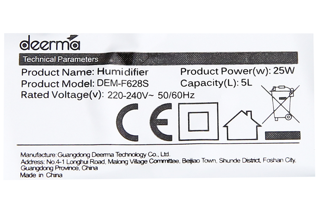 Máy tạo độ ẩm Deerma DEM-F628S Màu Trắng