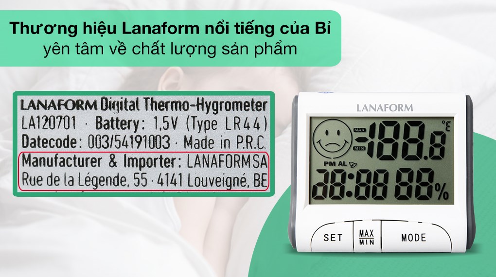 Nhiệt ẩm kế điện tử Lanaform LA120701