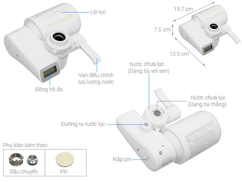 Thiết bị lọc nước tại vòi Panasonic TK-CJ600