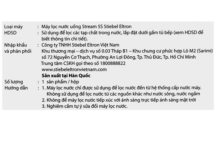 Thiết bị lọc nước UF Stiebel Eltron Stream 5S 4 lõi Màu Trắng