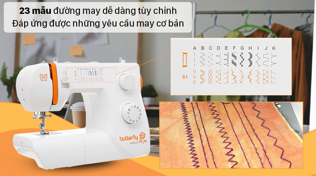 Máy may cơ gia đình Butterfly JH5823A - 23 mẫu đường may