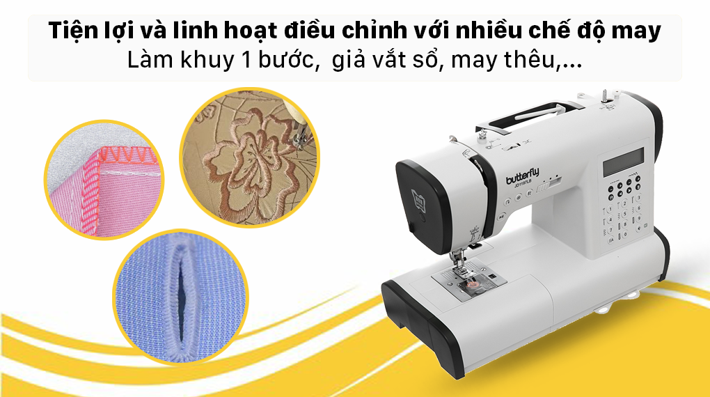 Máy may điện tử gia đình Butterfly JD1197LB - Nhiều chế độ may