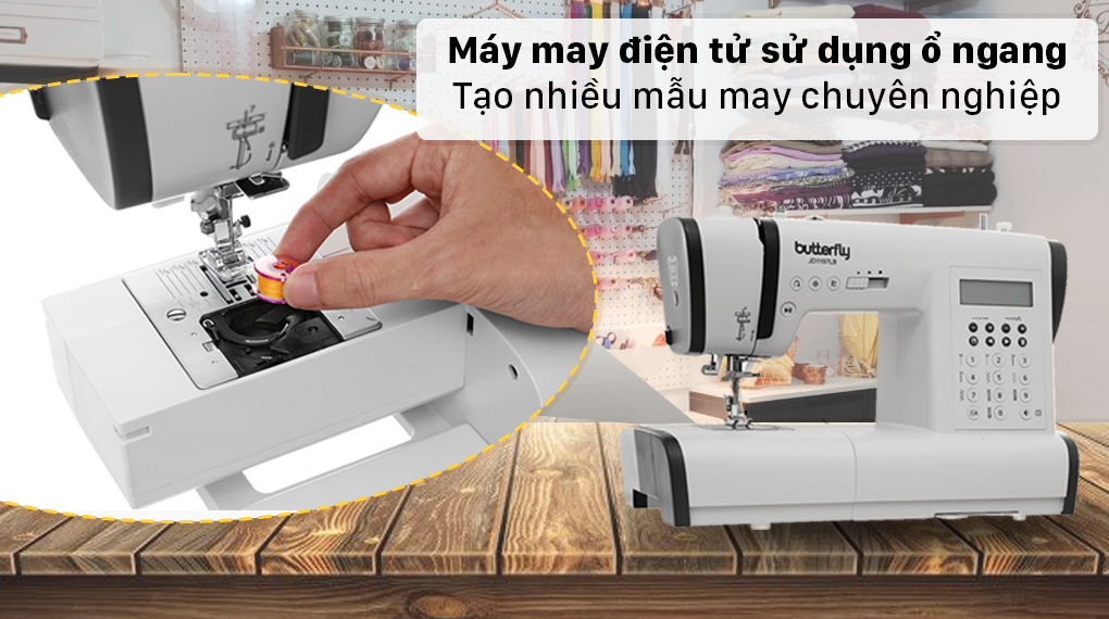 Máy may điện tử gia đình Butterfly JD1197LB - Ổ ngang