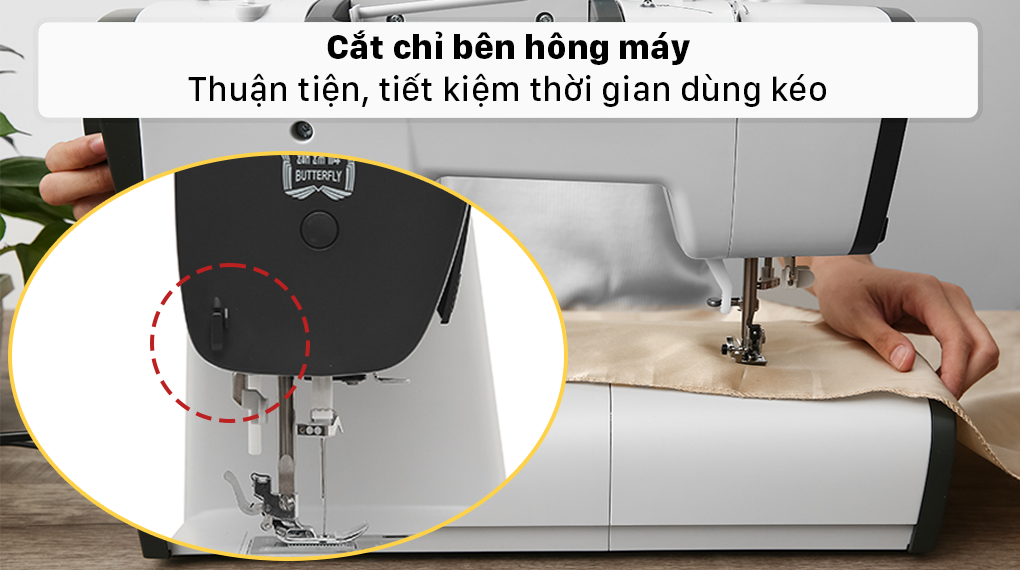 Máy may điện tử gia đình Butterfly JD1197LB - Cắt chỉ bên hông