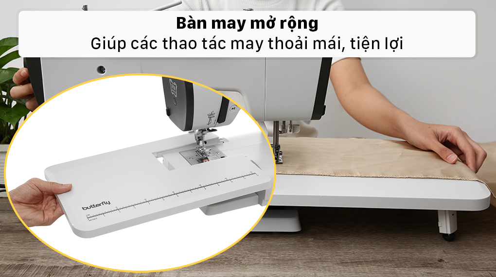 Máy may điện tử gia đình Butterfly JD1197LB - Bàn mở rộng