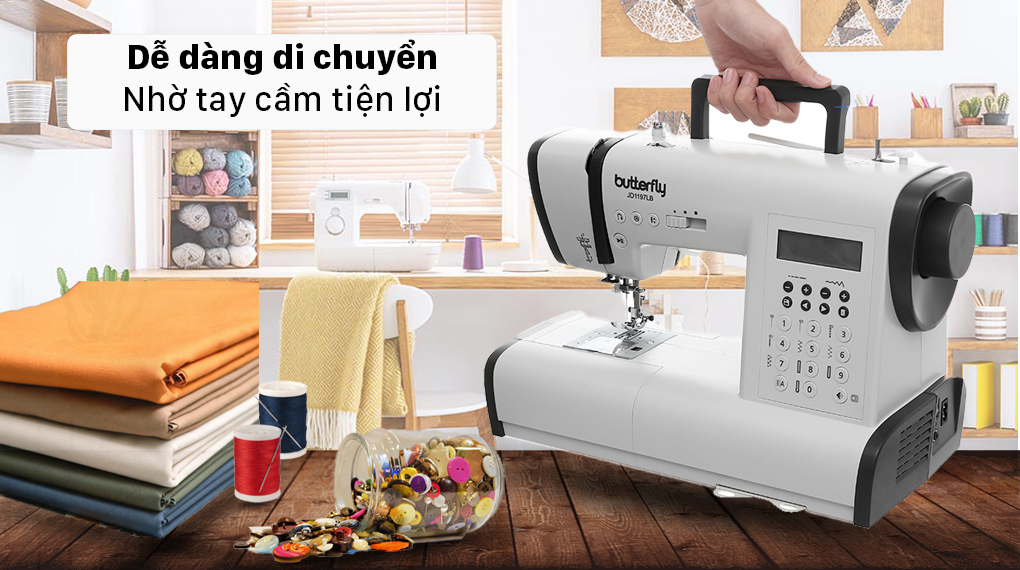 Máy may điện tử gia đình Butterfly JD1197LB - Tay cầm tiện lợi