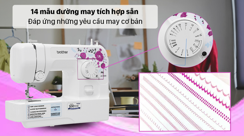 Máy may Brother JA1400 - 14 mẫu đường may