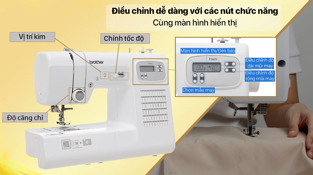 Máy may Brother FS60X - Điều chỉnh trên thân máy