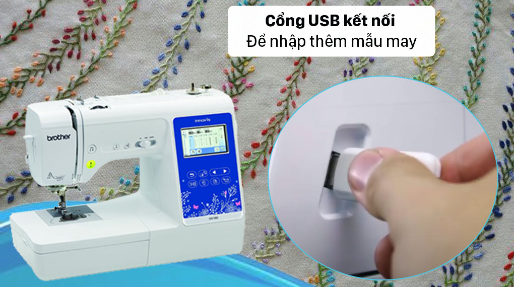 Máy may thêu Brother NV180 - Cổng USB