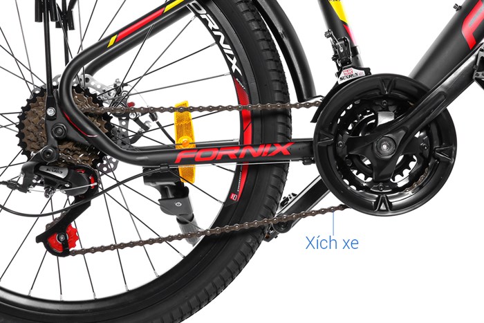 Xe Đạp Địa Hình MTB Fornix Racer 24 inch Màu Đen - Đỏ