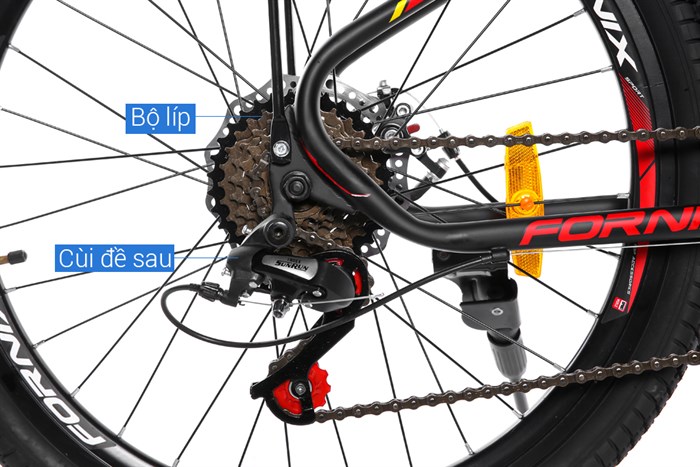 Xe Đạp Địa Hình MTB Fornix Racer 24 inch Màu Đen - Đỏ