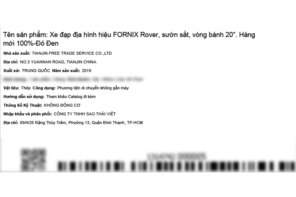 Xe Đạp Trẻ Em Fornix Rover 20 inch Màu Đỏ