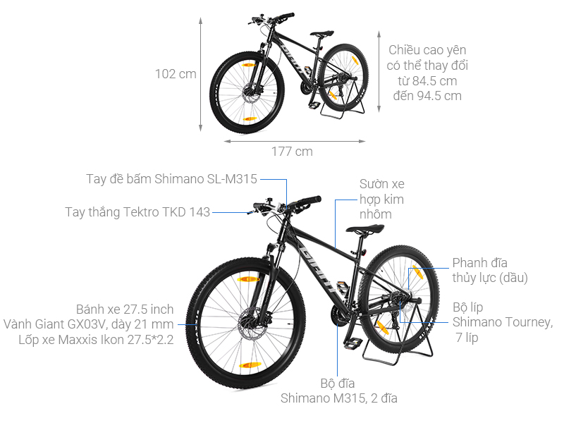 Xe Đạp Địa Hình Mtb Giant Talon 3 27.5 Inch Size S - Chính Hãng, Giá Rẻ, Có  Trả Góp