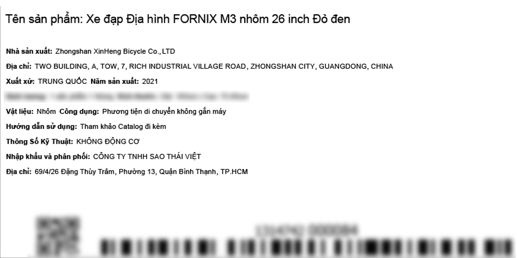 Xe đạp địa hình MTB Fornix M3 26 inch