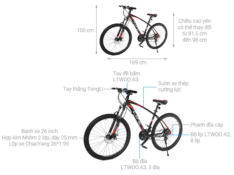 Xe đạp địa hình MTB Life 26x 26 inch