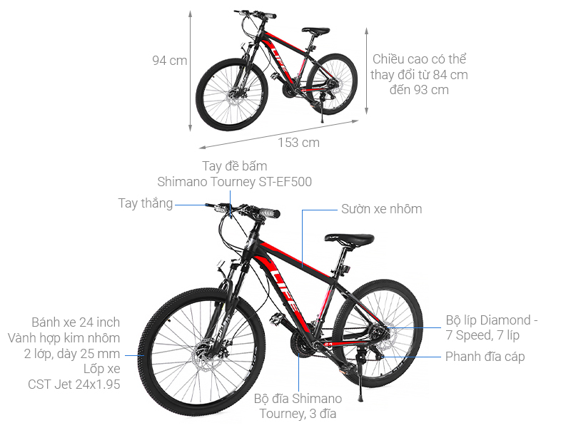 Xe Đạp Địa Hình MTB Life Hero24 24 inch