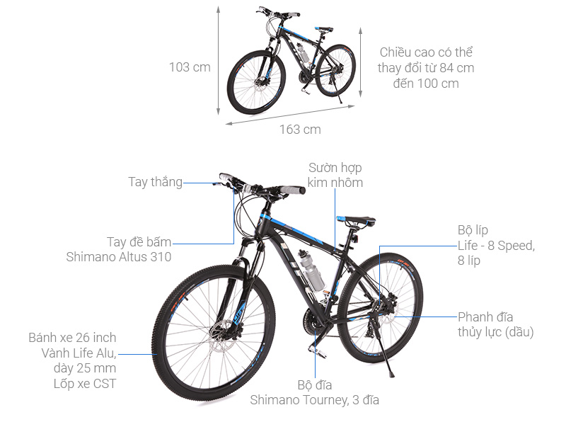 Xe Đạp Địa Hình MTB Life VIC2 26 inch