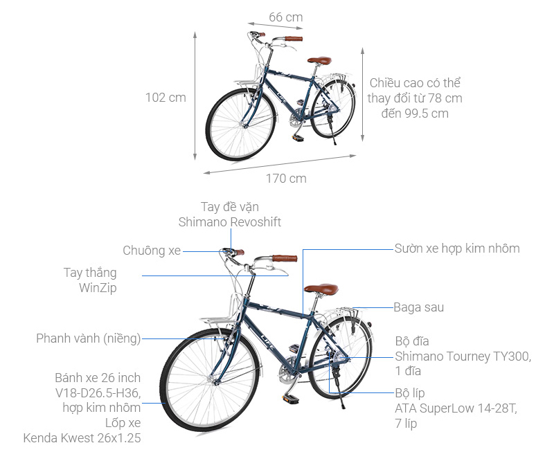 Xe Đạp Đường Phố Touring Life 26 Louis 26 inch