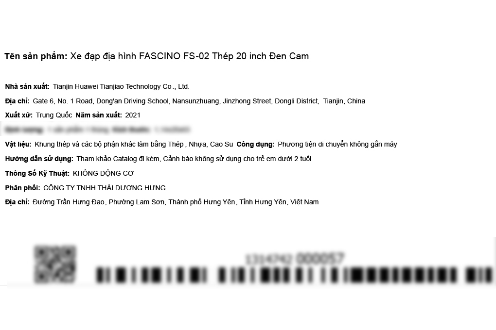 Xe Đạp Trẻ Em Fascino FS-02 20 inch Màu Đen - Cam
